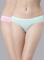 Faso Women's Cotton Outer Elastic Bikini (Pack of 2)