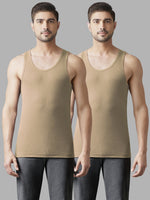 Faso Men's Super Combed Cotton Rib Color Vest Pack of 2