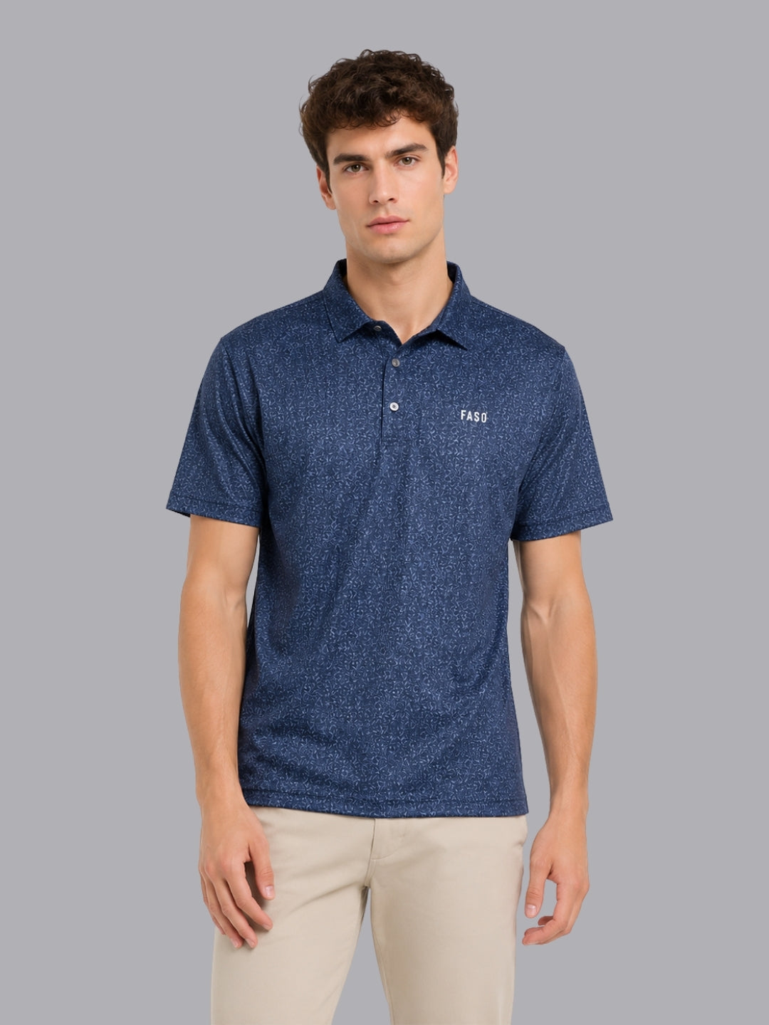 FASO Men's print Polyester Polo T-shirt