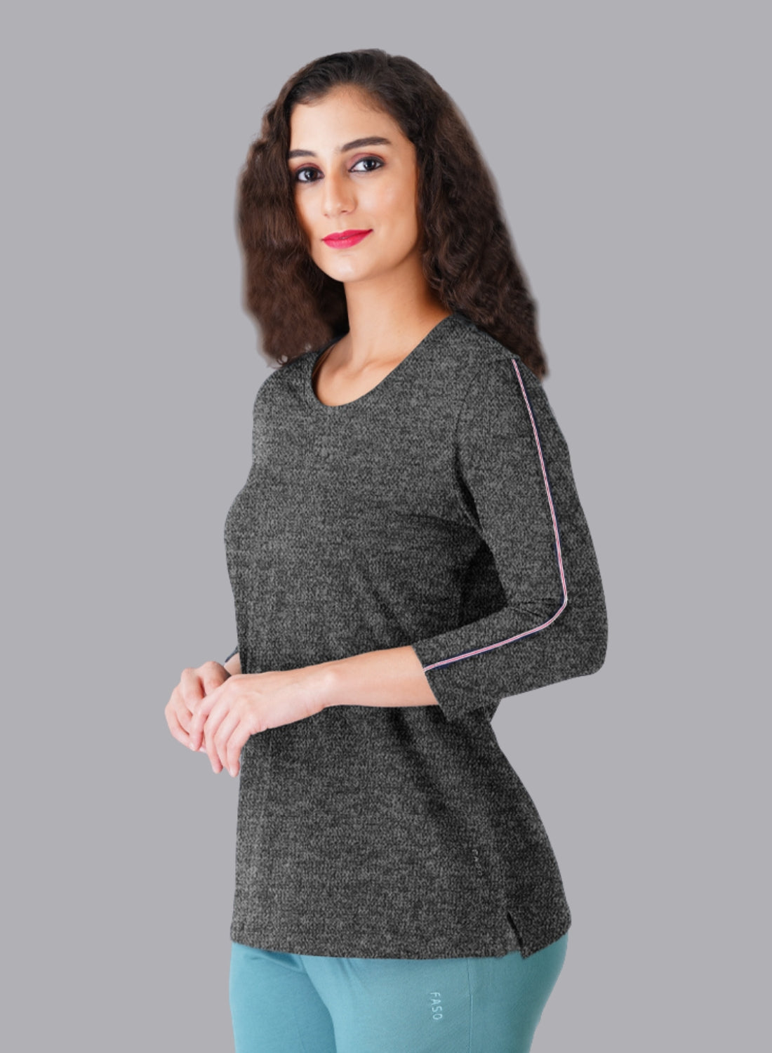 Faso Women's Cotton 3/4 Sleeve T-Shirt