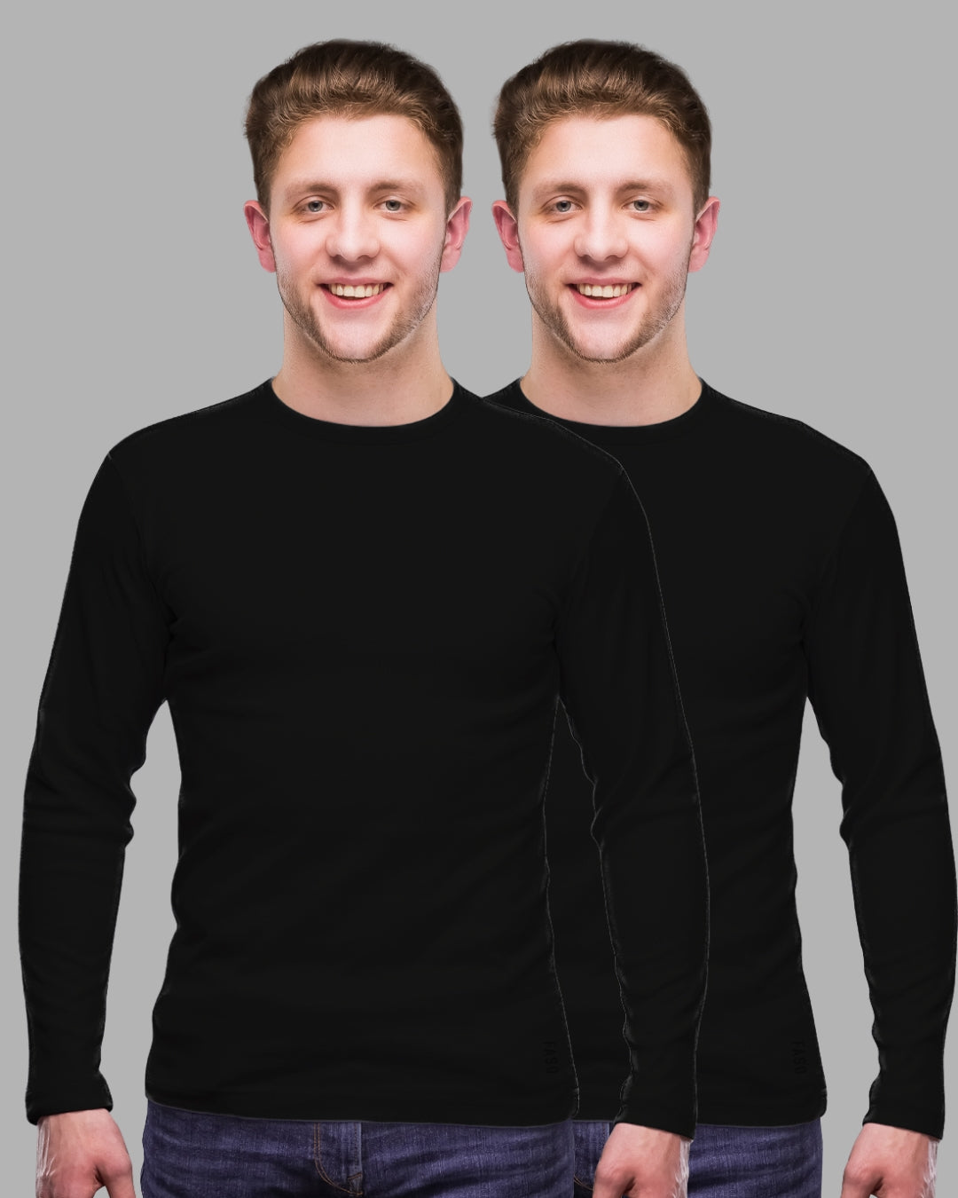 FASO Men’s Full Sleeve Cotton T-shirt Pack of 2