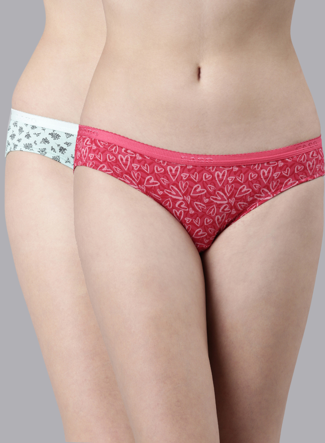 Faso Women's Cotton Outer Elastic Bikini (Pack of 2)