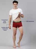 Faso Men's Cotton Neon Outer Elastic Trunk (Pack of 2)