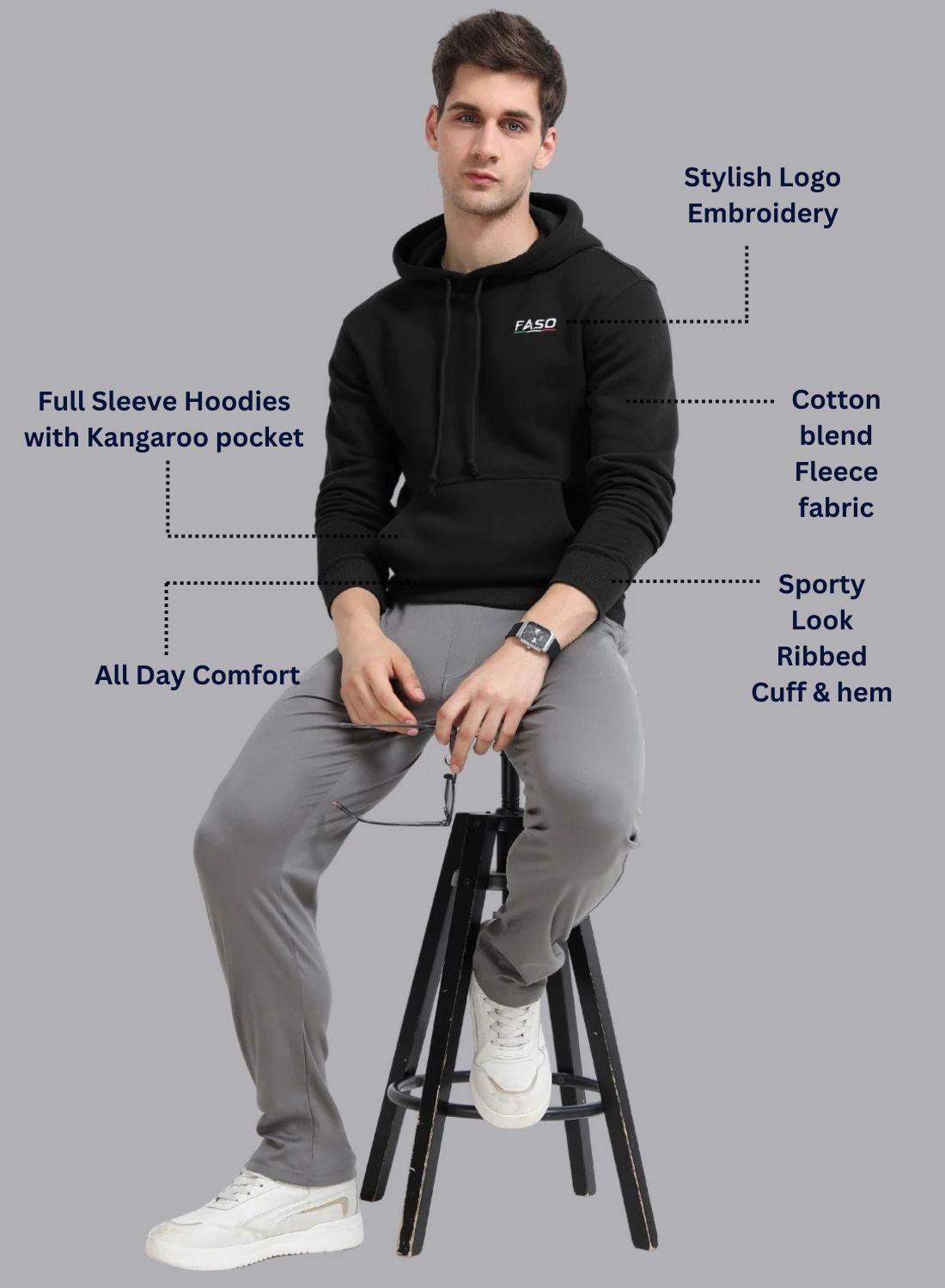 FASO Men’s Premium Fleece Hooded Sweatshirt