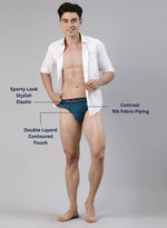 Faso Men's Cotton Contrast Rib Piping Brief (Pack of 2)