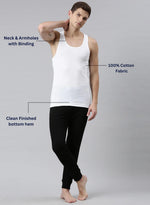 FASO Men's White Cotton Rib Vest (Pack of 2)