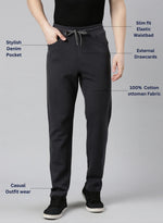FASO Men’s Cotton Track Pants with Denim Pocket