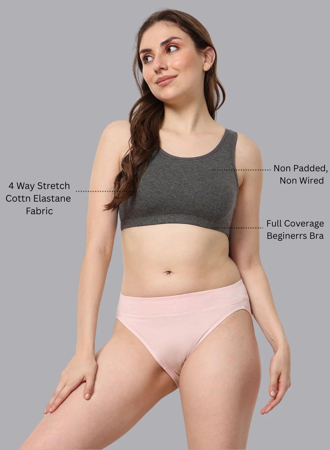 Faso Women's Cotton Beginners Sports Bra