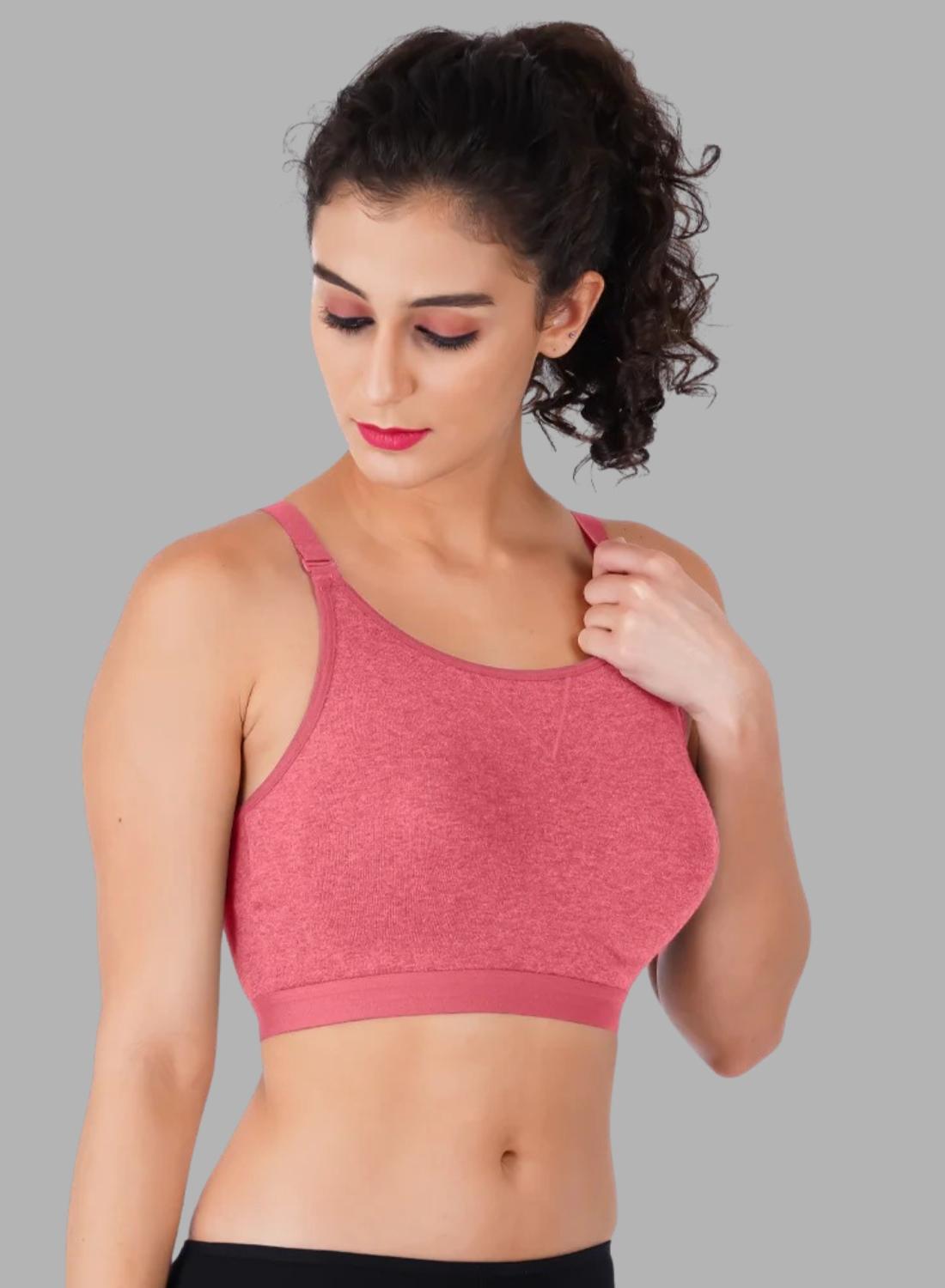 Faso Women's Cotton Sports Bra With Strap
