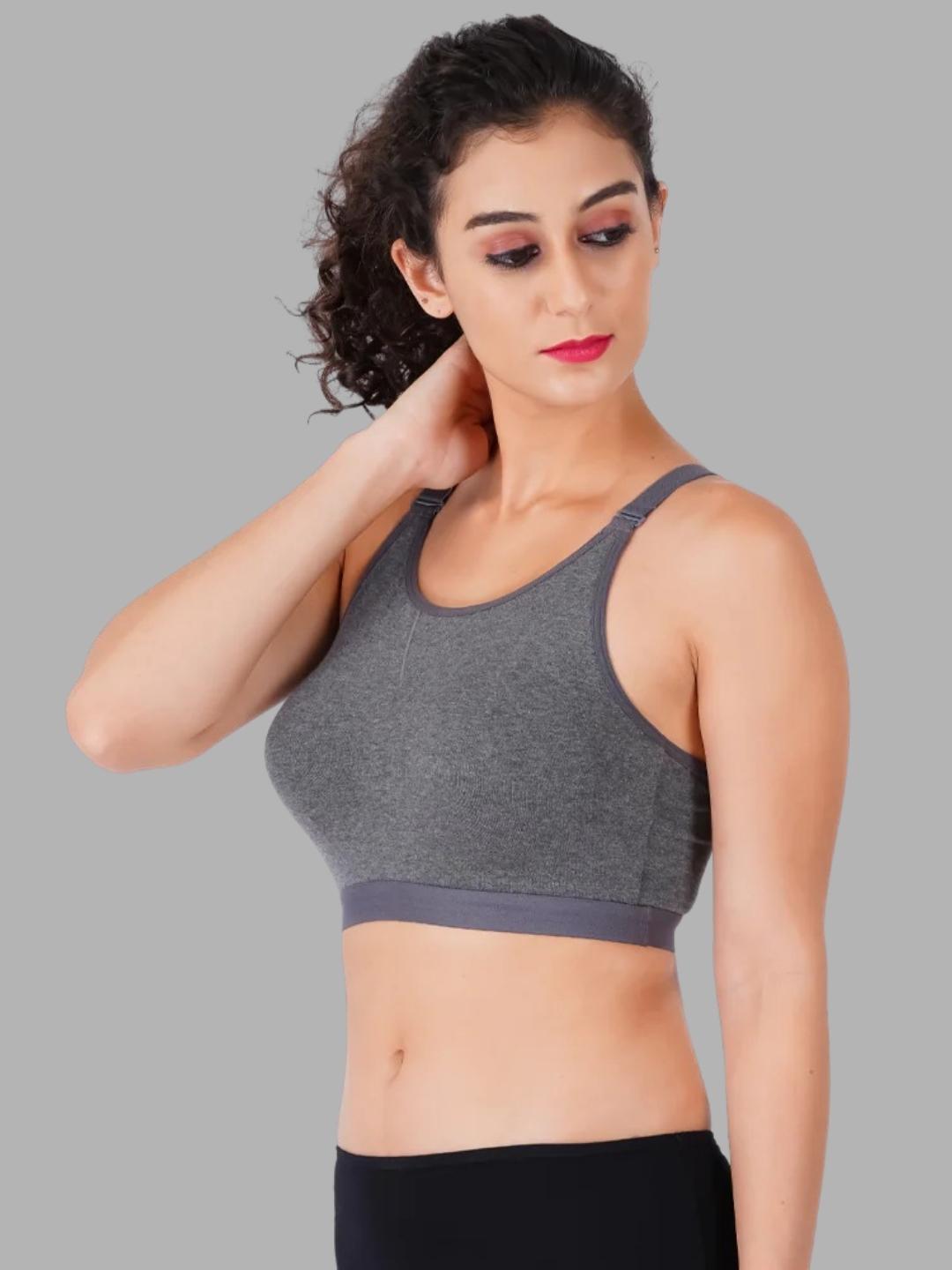 Faso Women's Cotton Sports Bra With Strap