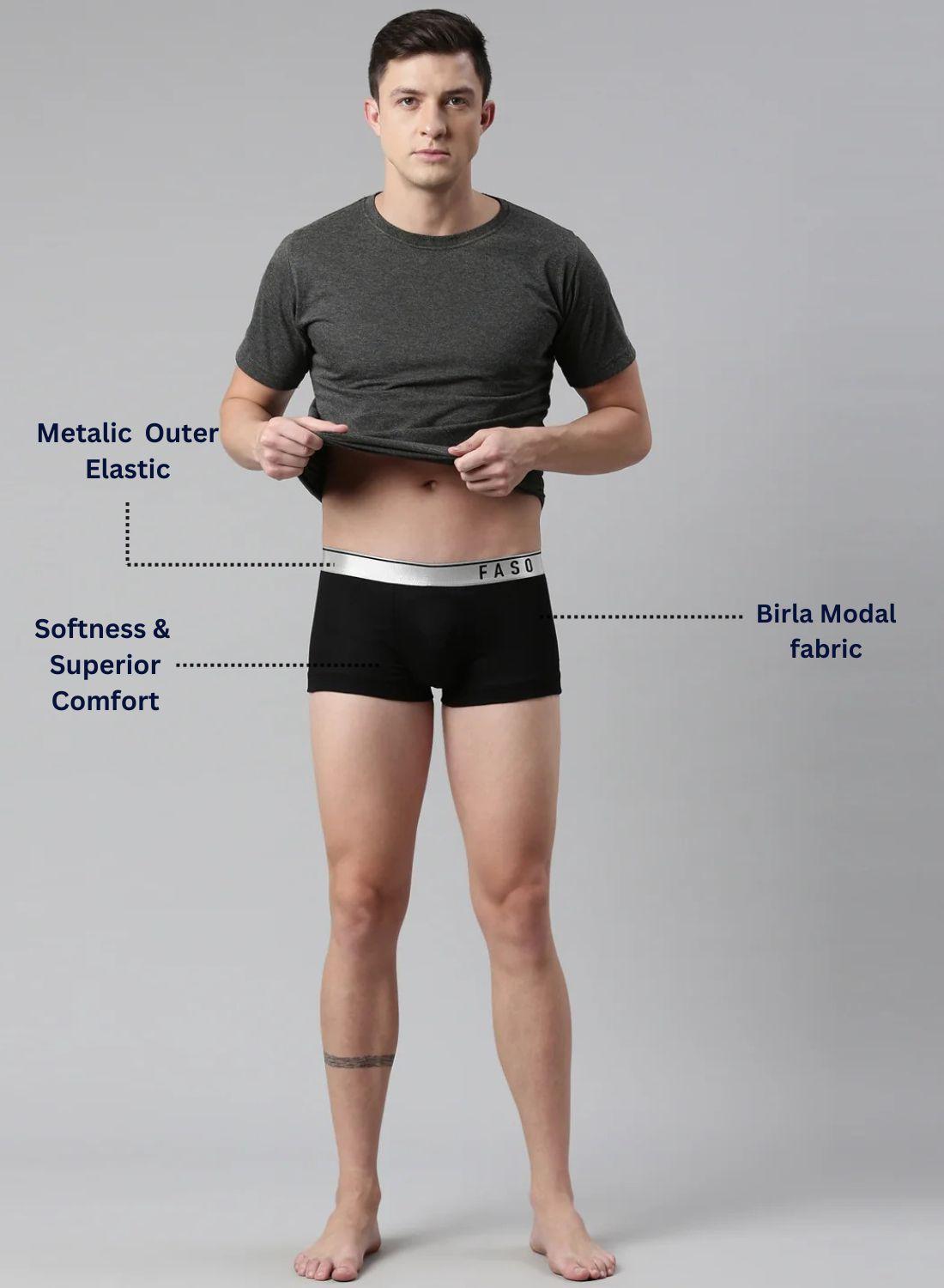 Faso Men's Cotton Modal Metalic Outer Elastic Trunk