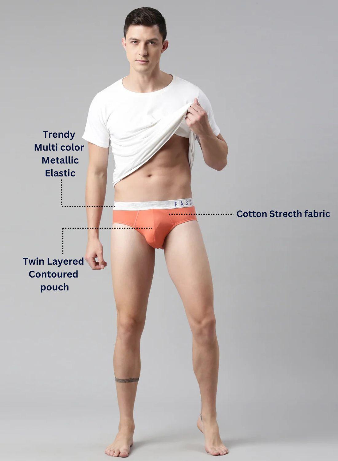 Faso Men's Cotton Metallic Elastic Brief