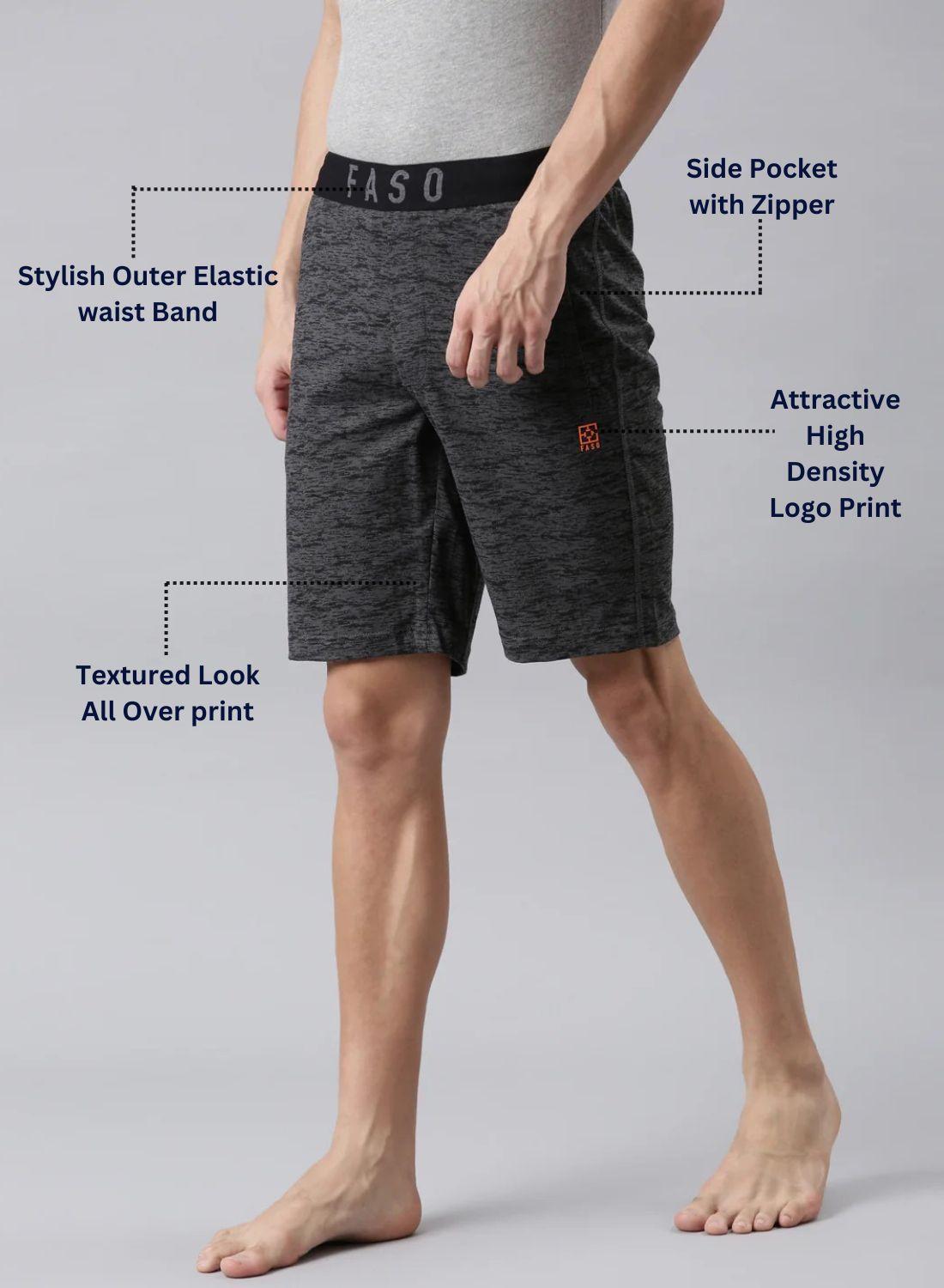 Faso Men's Cotton Elastic Track Shorts