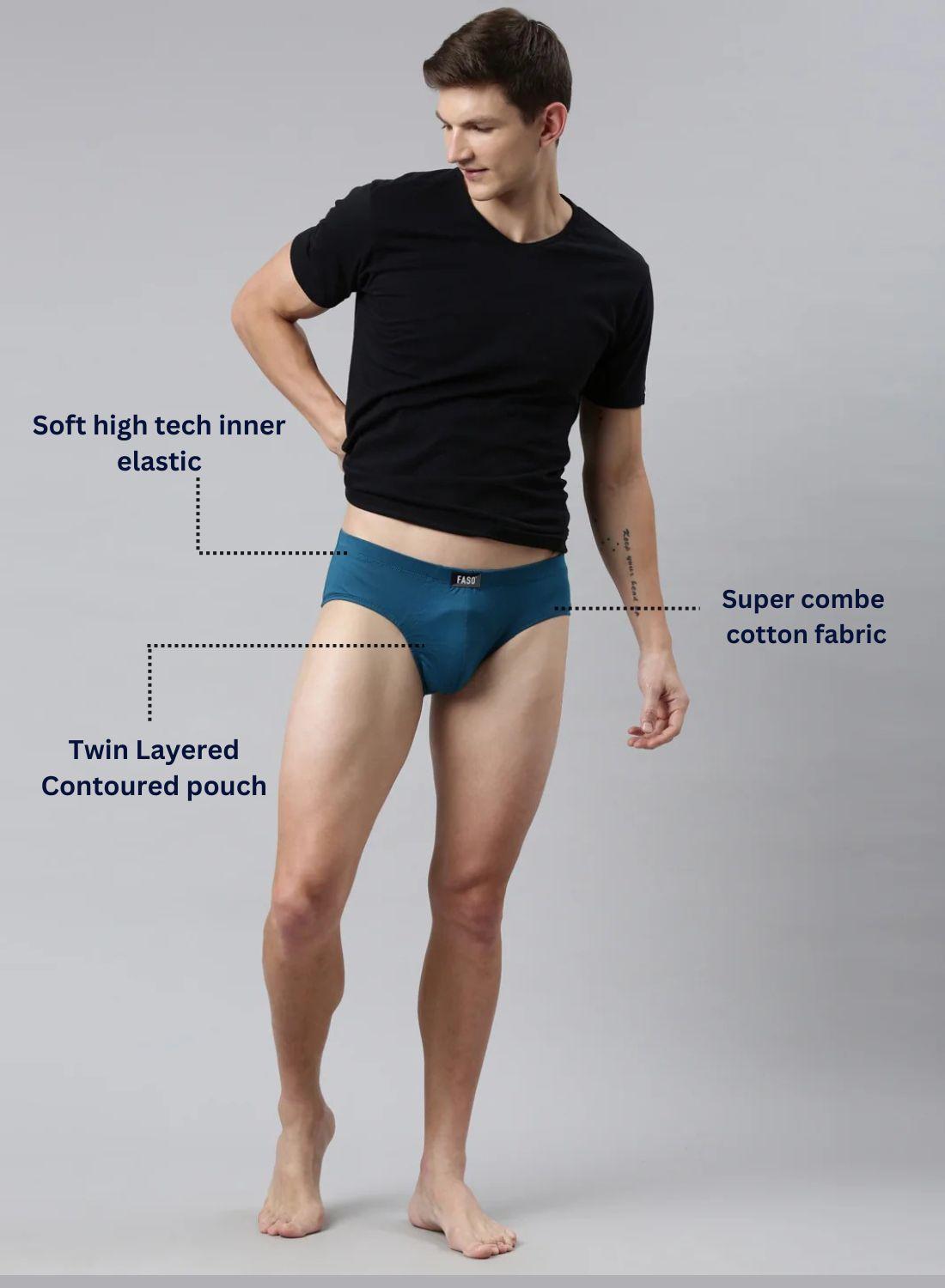 Faso Men's Cotton Inner Elastic Brief (Pack of 2)