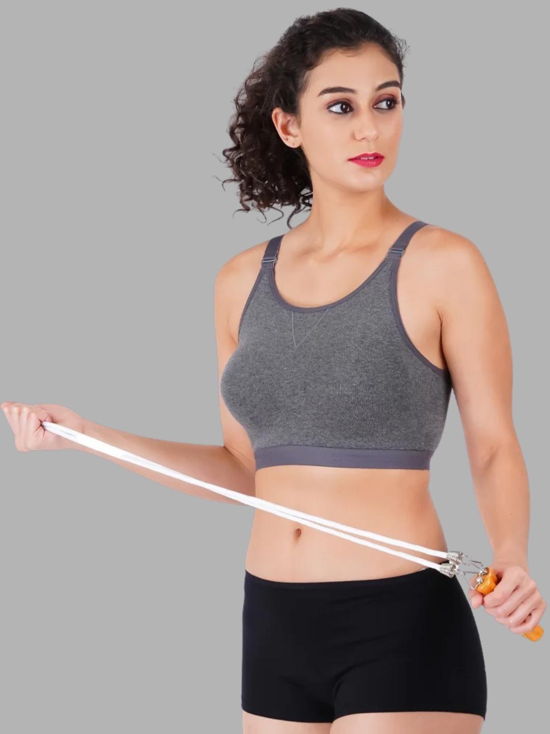 Faso Women's Cotton Sports Bra With Strap
