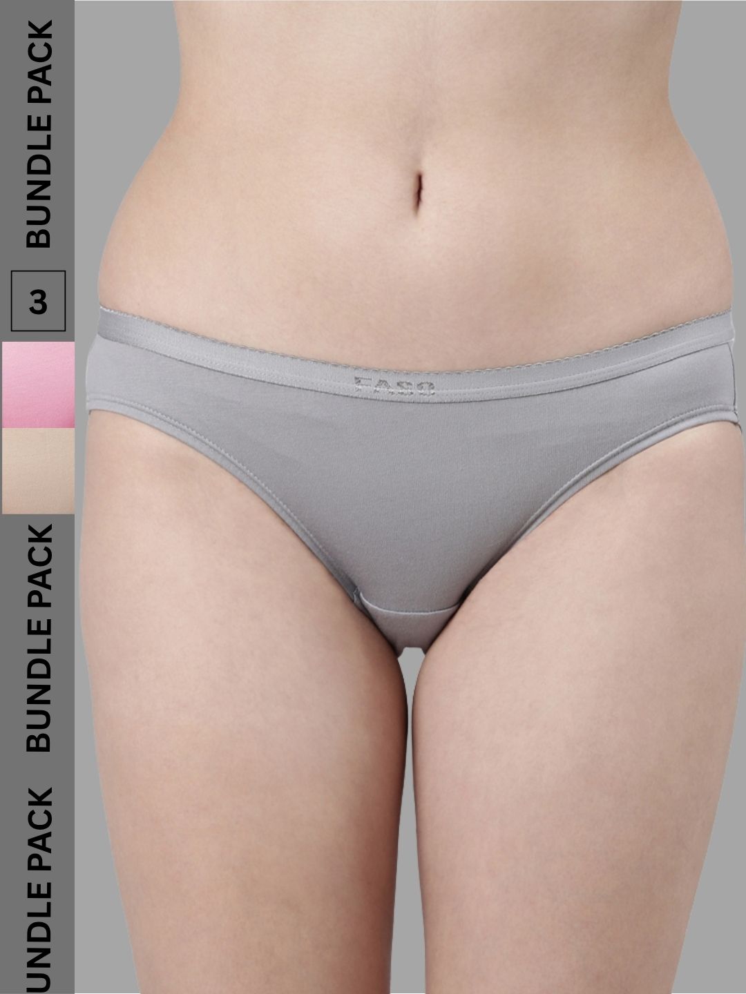 Faso Women's Cotton Outer Elastic Bikini (Pack of 3)