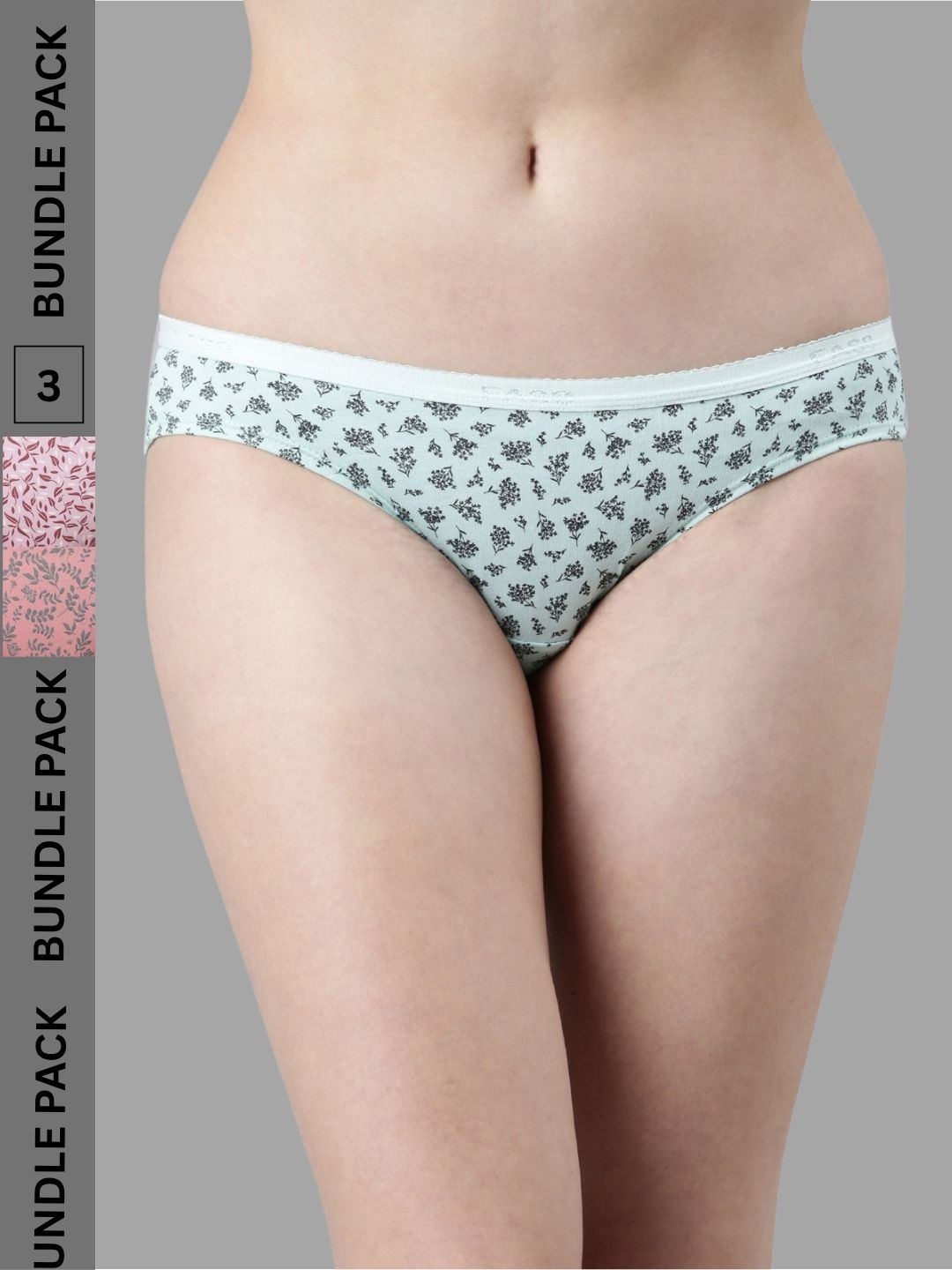Faso Women's Cotton Outer Elastic Bikini (Pack of 3)