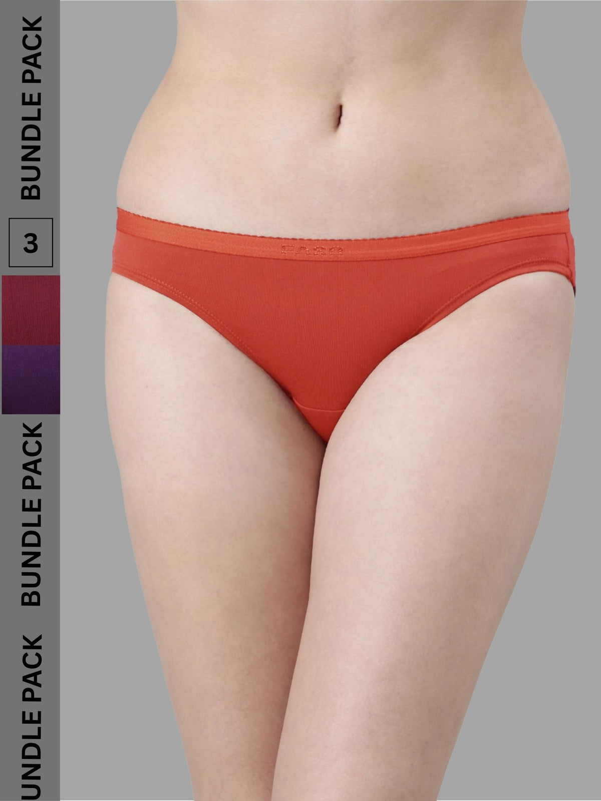Faso Women's Cotton Outer Elastic Bikini (Pack of 3)