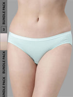 Faso Women's Cotton Outer Elastic Bikini (Pack of 3)