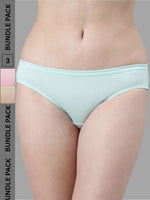 Faso Women's Cotton Inner Elastic Bikini (Pack of 3)