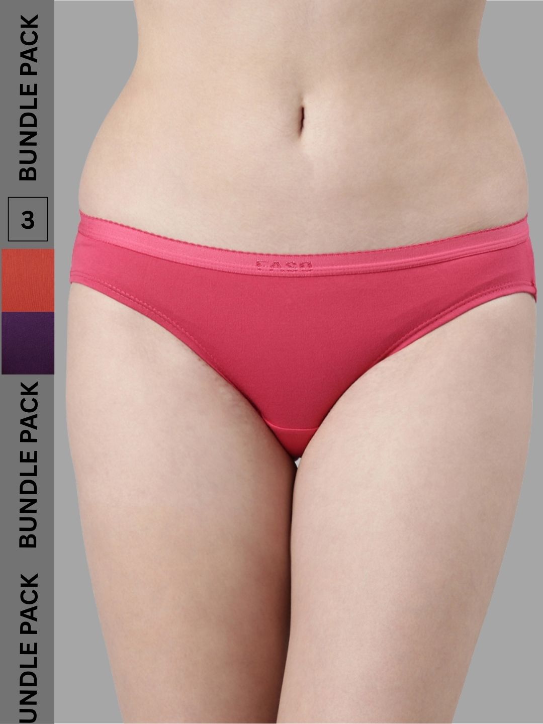 Faso Women's Cotton Outer Elastic Bikini (Pack of 3)