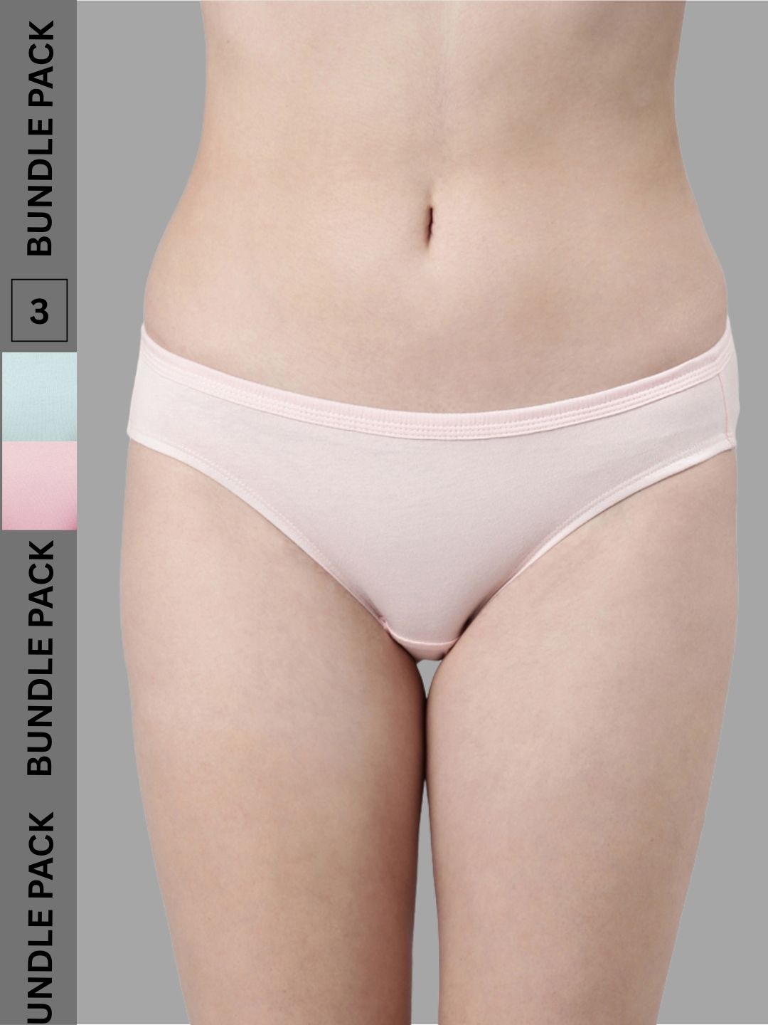 Faso Women's Cotton Inner Elastic Bikini (Pack of 3)