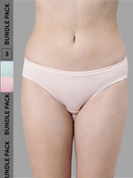 Faso Women's Cotton Inner Elastic Bikini (Pack of 3)