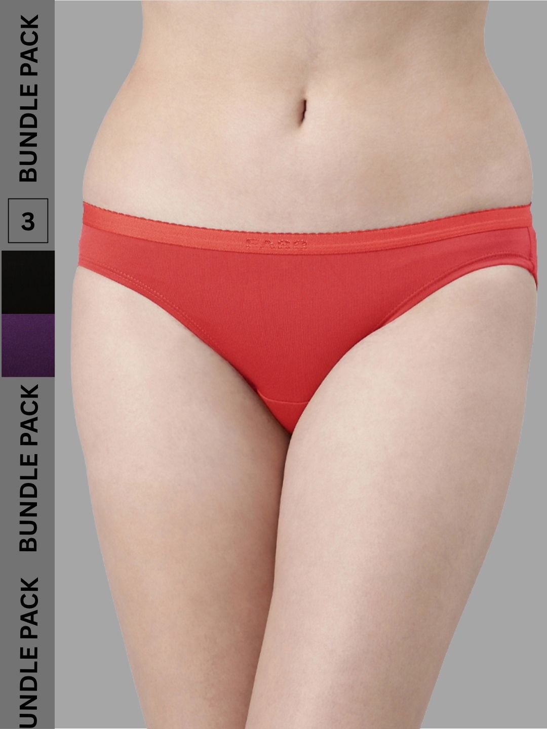 Faso Women's Cotton Outer Elastic Bikini (Pack of 3)