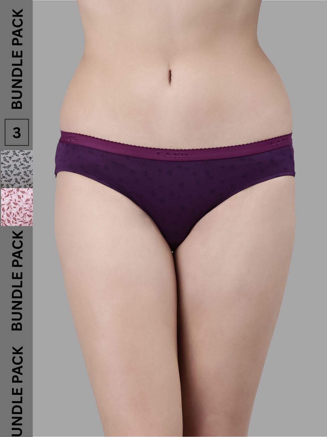 Faso Women's Cotton Outer Elastic Bikini (Pack of 3)