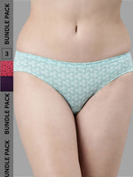 Faso Women's Cotton Inner Elastic Bikini (Pack of 3)