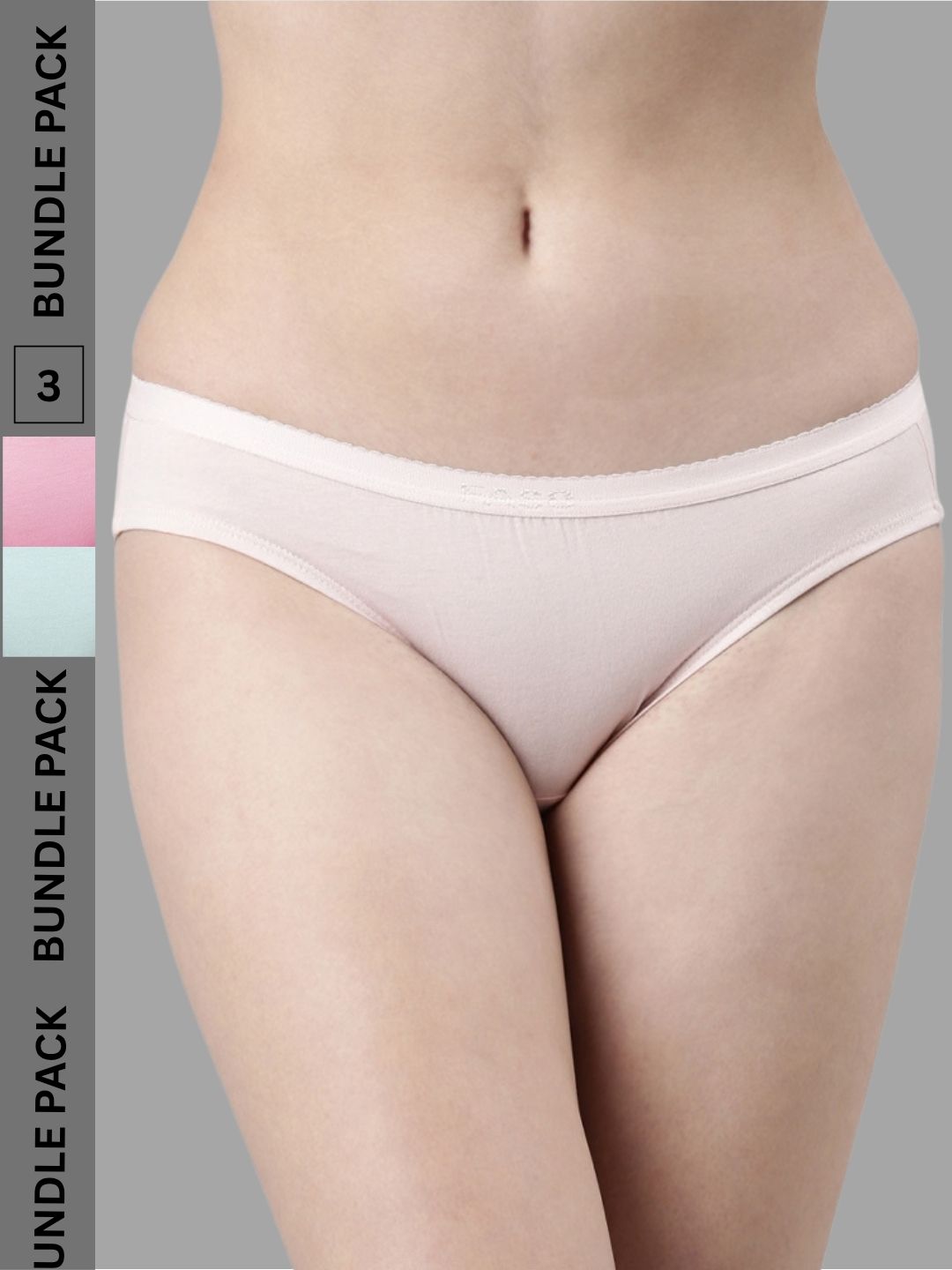Faso Women's Cotton Outer Elastic Bikini (Pack of 3)