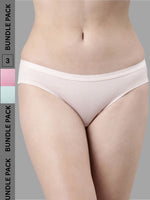 Faso Women's Cotton Outer Elastic Bikini (Pack of 3)