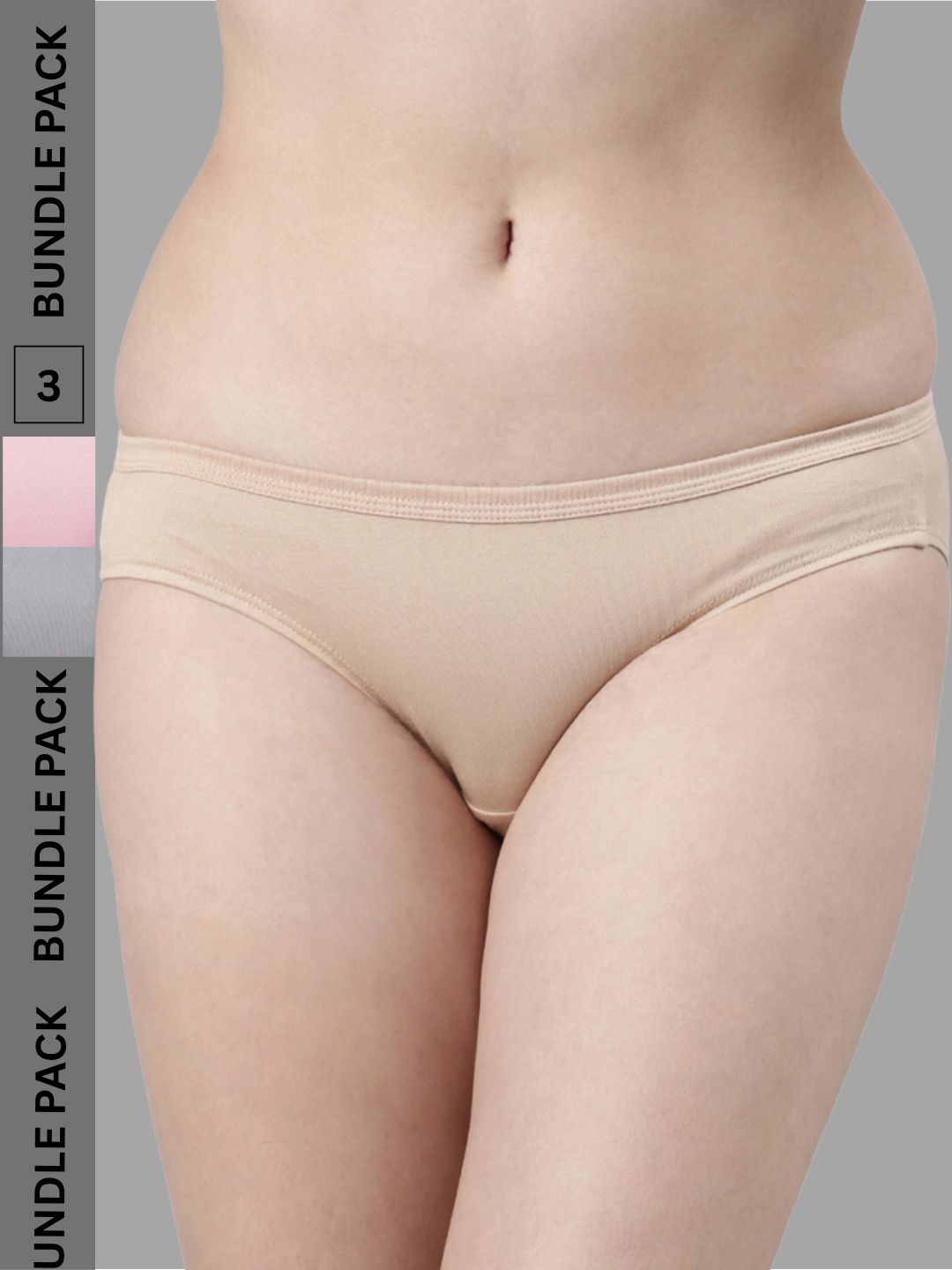 Faso Women's Cotton Inner Elastic Bikini (Pack of 3)