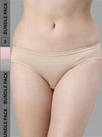 Faso Women's Cotton Inner Elastic Bikini (Pack of 3)
