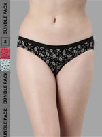 Faso Women's Cotton Outer Elastic Bikini (Pack of 3)