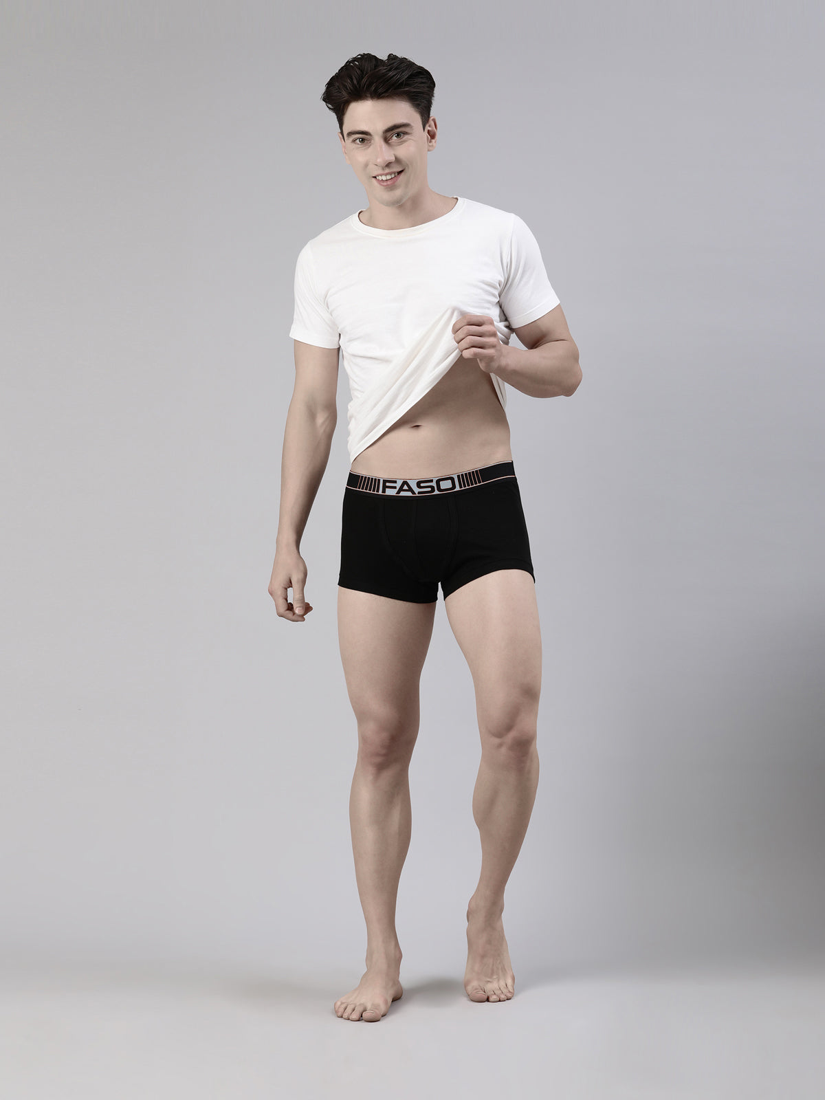 Faso Men's Cotton Neon Outer Elastic Trunk (Pack of 2)