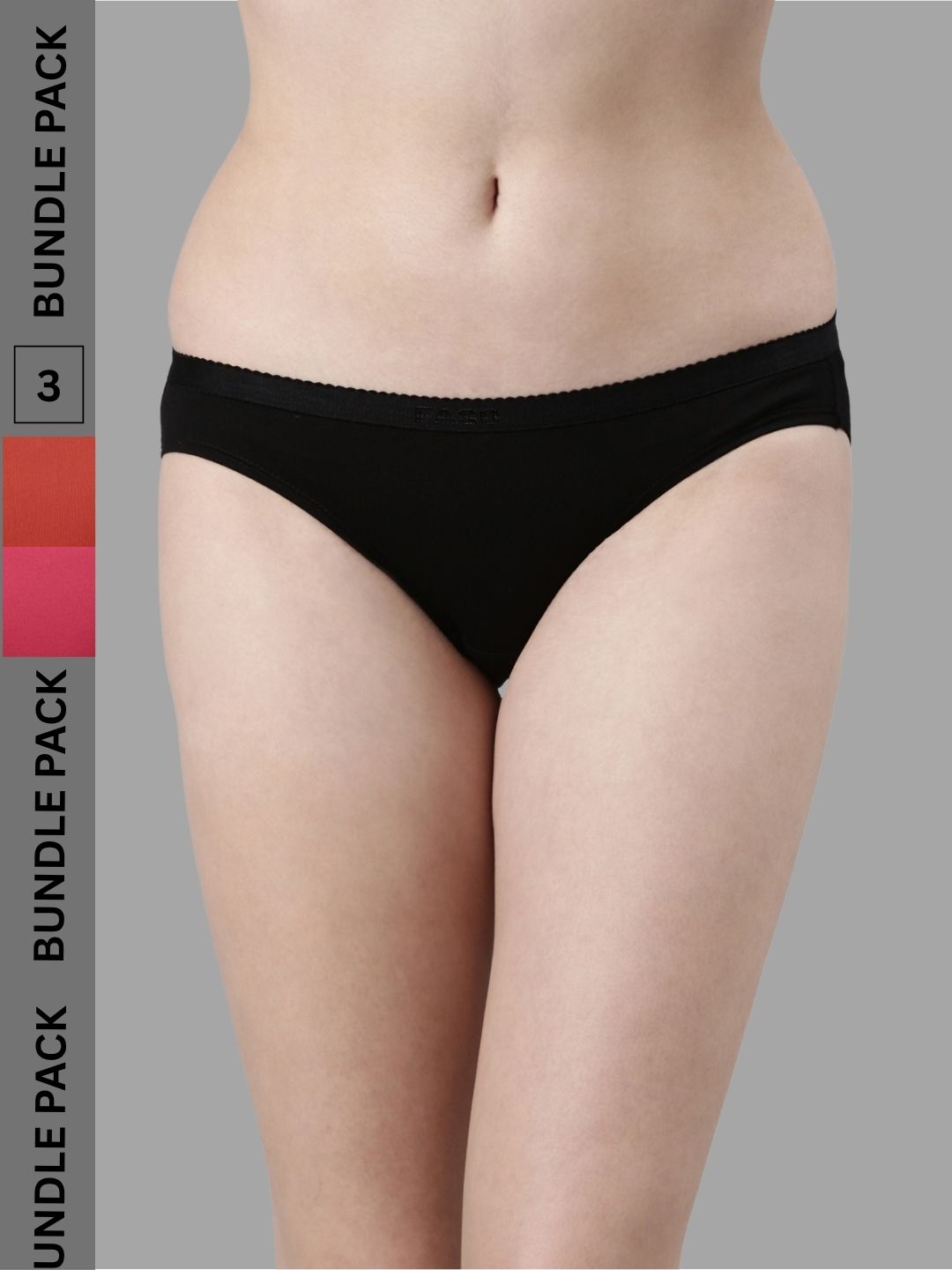 Faso Women's Cotton Outer Elastic Bikini (Pack of 3)
