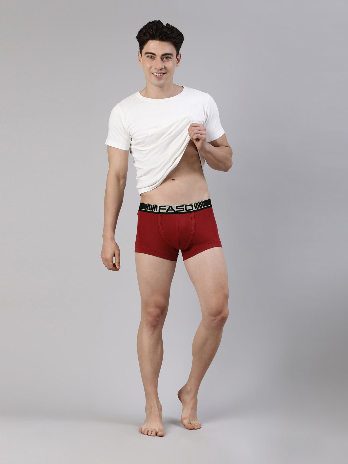 Faso Men's Cotton Neon Outer Elastic Trunk (Pack of 2)