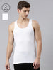 FASO Men's White Cotton Rib Vest (Pack of 2)