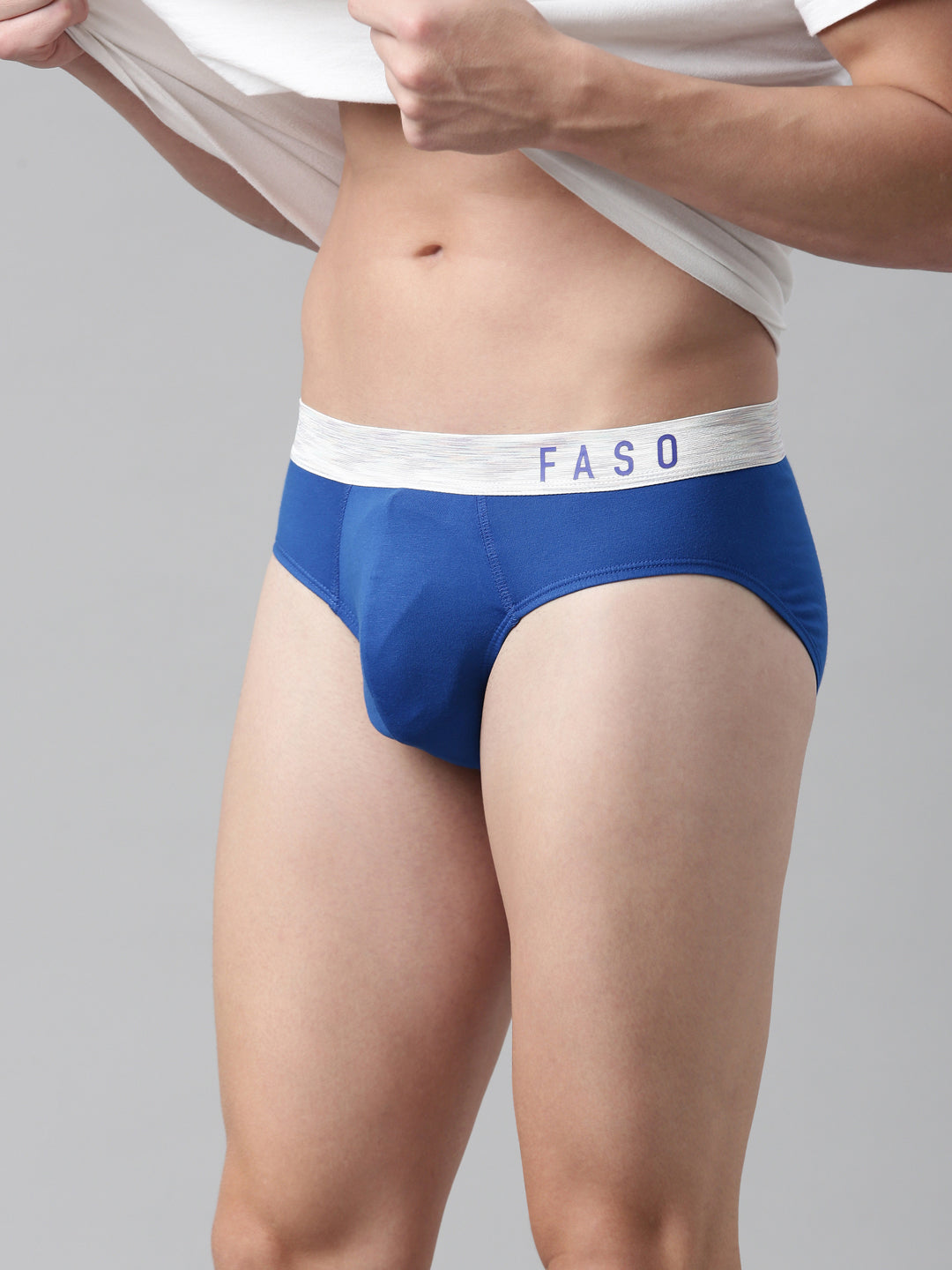Faso Men's Cotton Metallic Elastic Brief