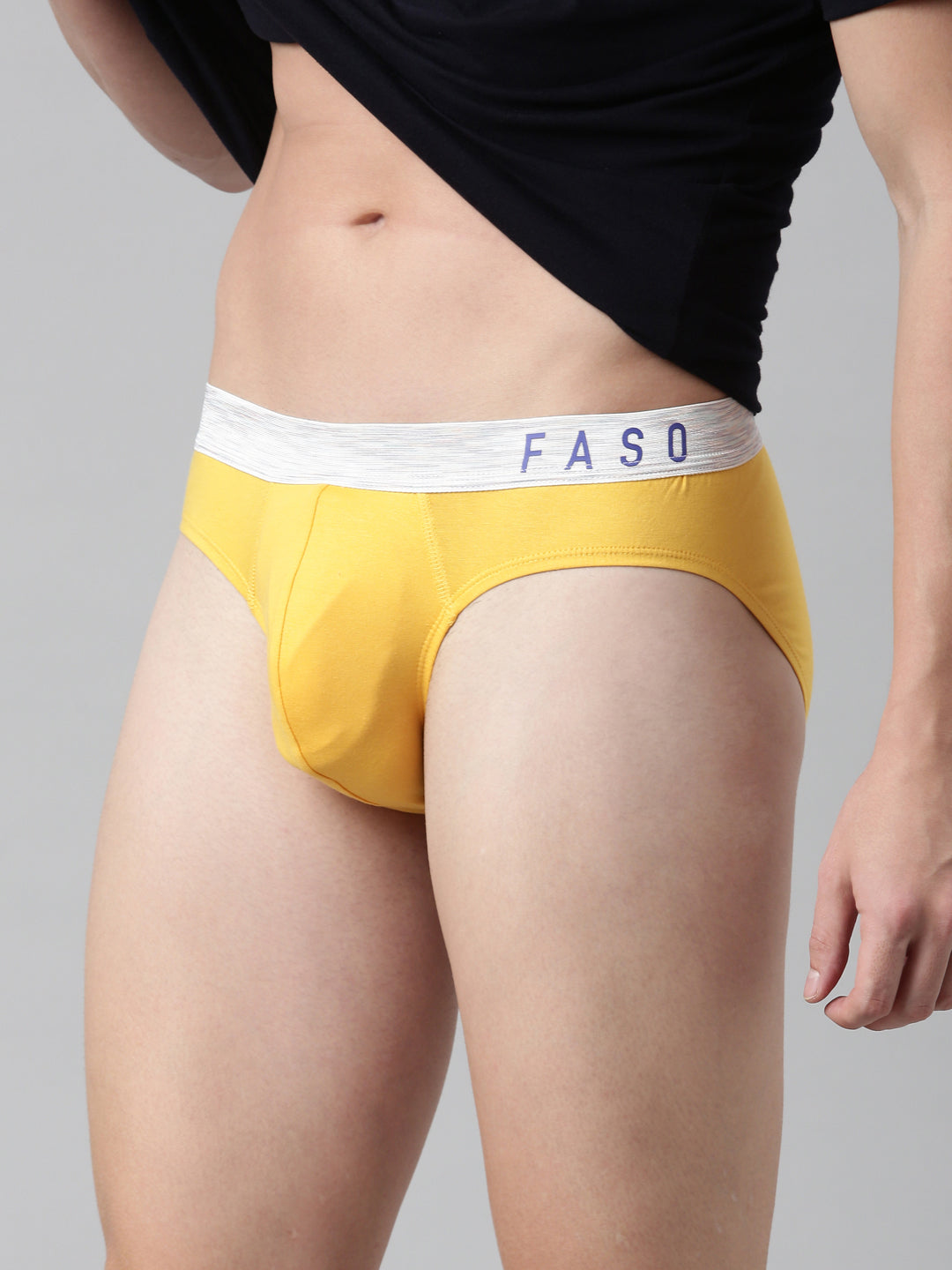 Faso Men's Cotton Metallic Elastic Brief