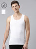 Faso Men's White Design Cotton Vest (Pack of 2)