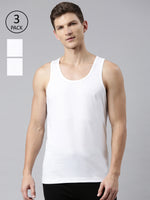 FASO Men’s White Cotton Vest (Pack of 3)