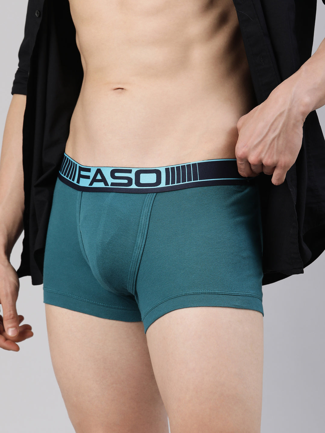 Faso Men's Cotton Neon Outer Elastic Trunk (Pack of 2)
