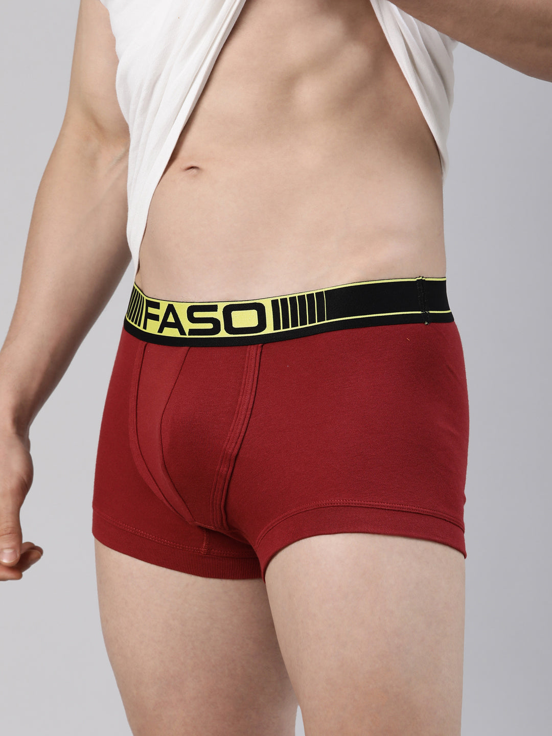 Faso Men's Cotton Neon Outer Elastic Trunk (Pack of 2)