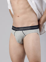 Faso Men's Cotton Contrast Rib Piping Brief (Pack of 2)