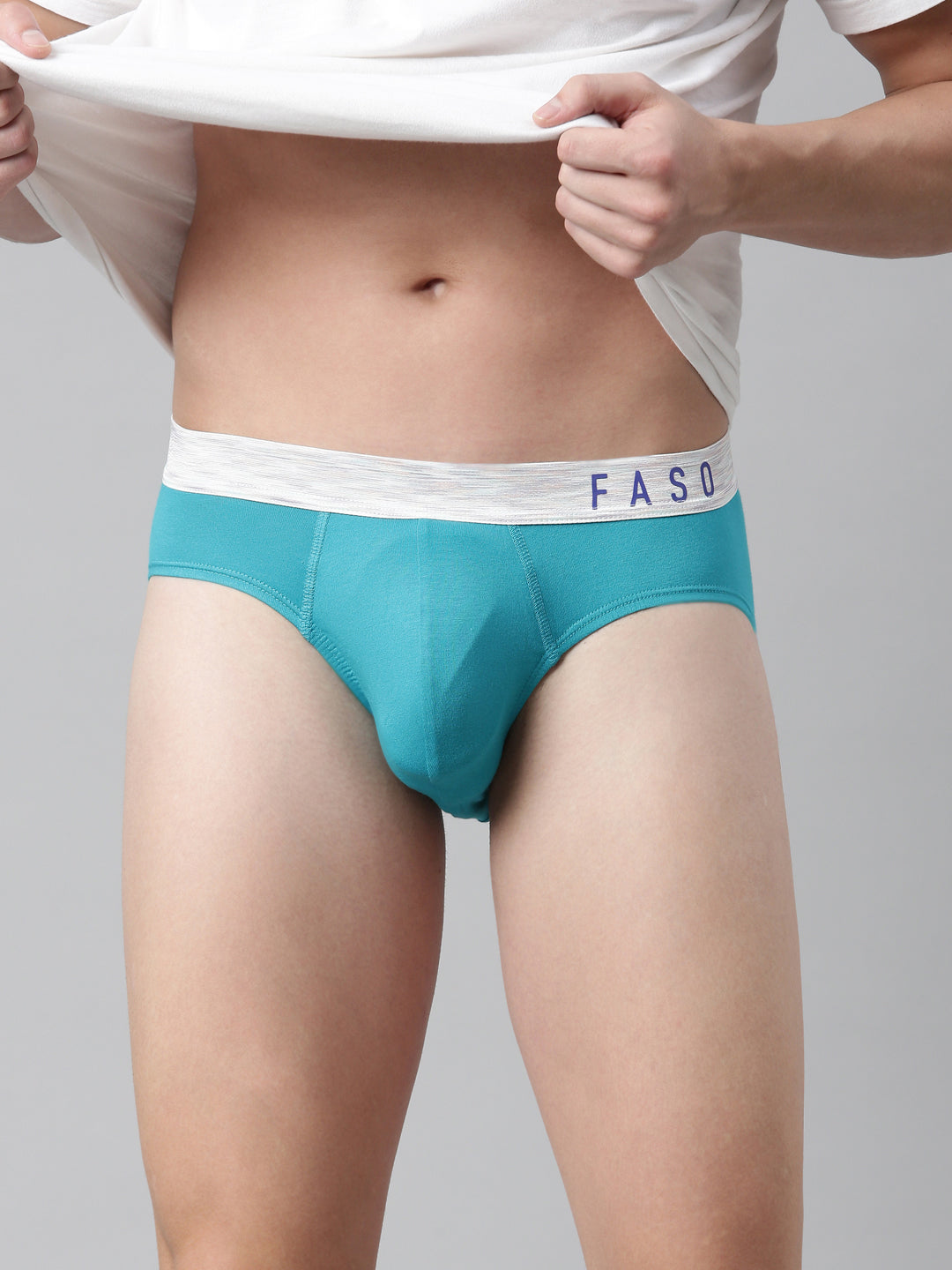 Faso Men's Cotton Metallic Elastic Brief