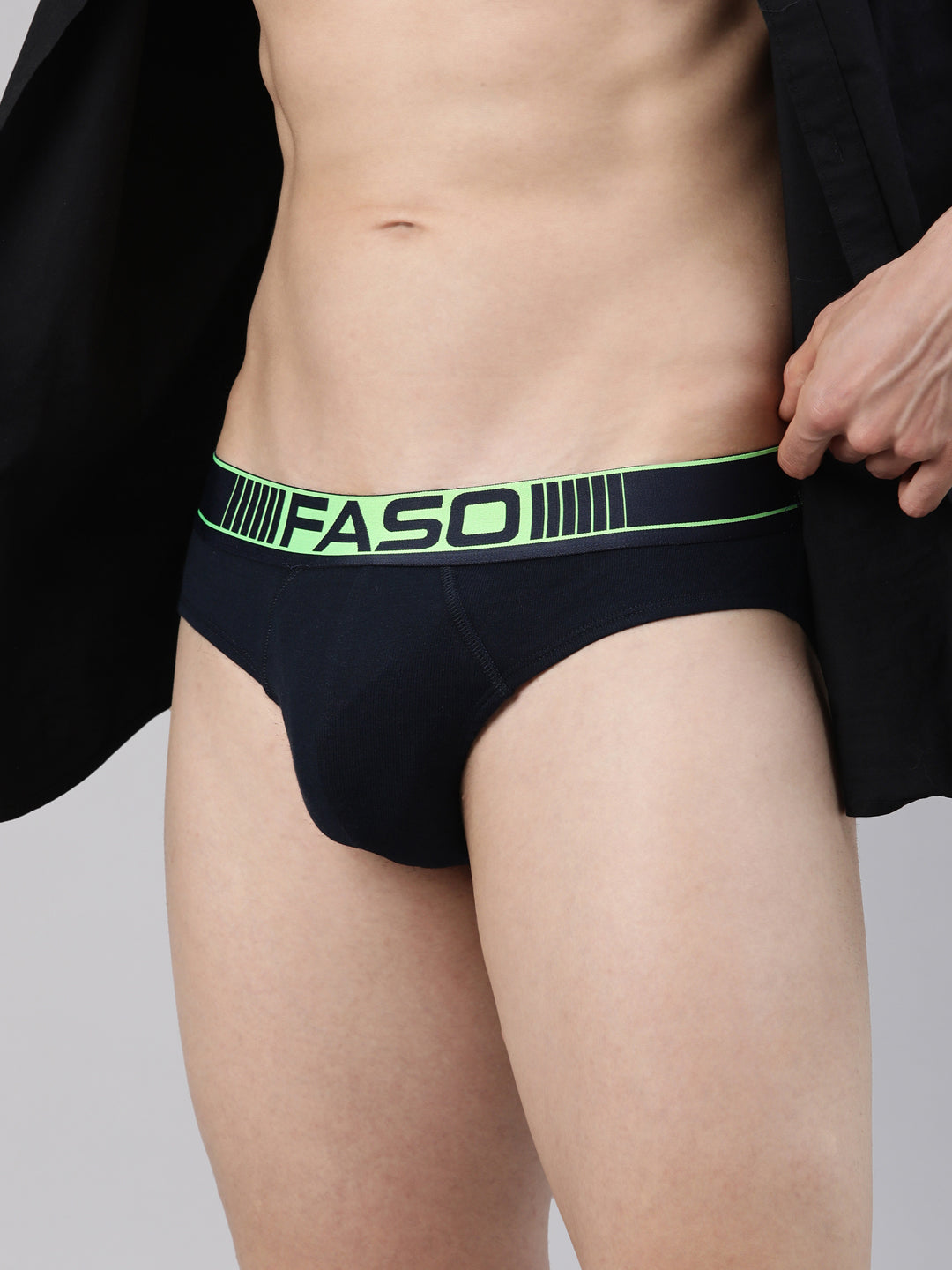Faso Men's Cotton Neon Outer Elastic Brief (Pack of 2)