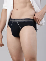 Faso Men's Cotton Contrast Rib Piping Brief (Pack of 2)