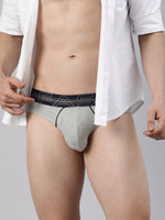 Faso Men's Cotton Contrast Rib Piping Brief (Pack of 2)